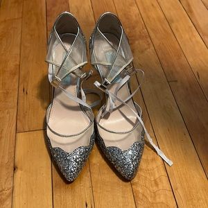 Betsy Johnson Silver Sparkle heels